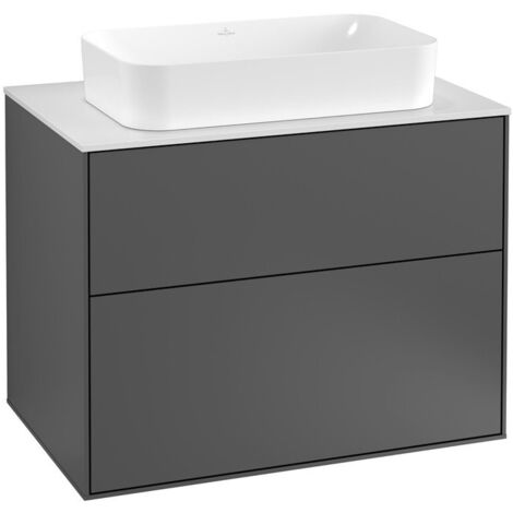 Finion, Meubles sous lavabo, 800 x 603 x 501 mm, Angulaire, sans troupour robinetterie, modèle suspendu, En bois, Glossy White Lacquer
