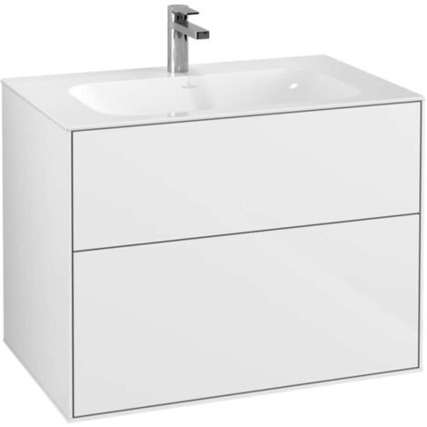 Finion, Mobile lavabo, 796 x 591 x 498 mm, modello sospeso, In legno, Laccato Bianco Lucido