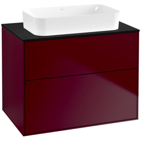 Finion, Mobile lavabo, 800 x 603 x 501 mm, Angolare, senza foro rubinetto, modello sospeso, In legno, Laccato Opaco Peonia