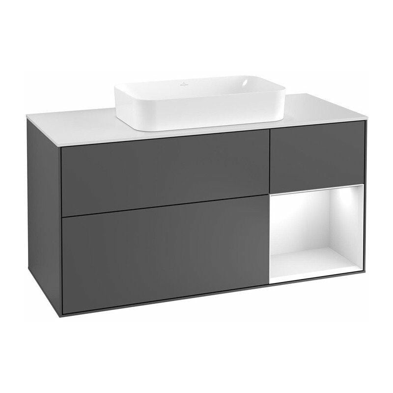 

Villeroy&boch - Finion, Mobili lavabo, 1200 x 603 x 501 mm, Angolare, con scaffale (illuminato), modello sospeso, In legno, lavabo centrale,