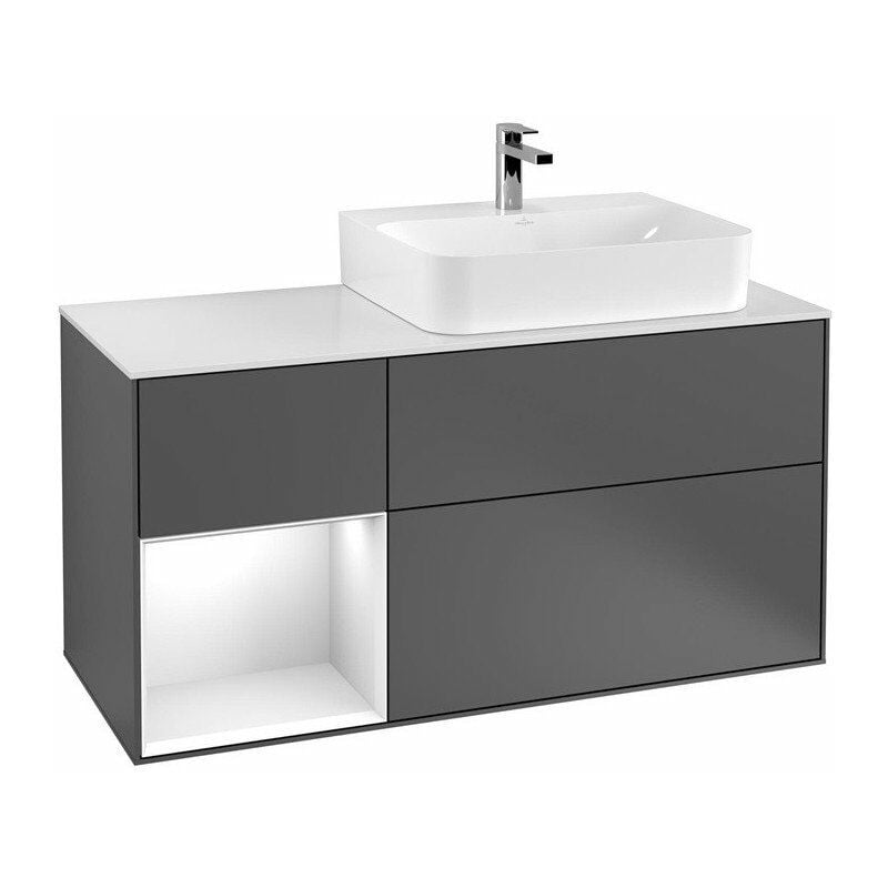 

Villeroy&boch - Finion, Mueble bajo lavabo, 1200 x 603 x 501 mm, Angular, con estantería (iluminado), modelo suspendido, De madera, lavabo a la