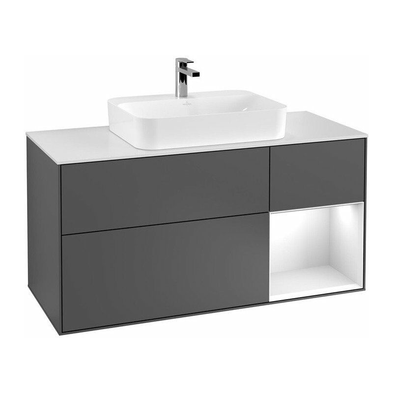 

Villeroy&boch - Finion, Mueble bajo lavabo, 1200 x 603 x 501 mm, Angular, con estantería (iluminado), modelo suspendido, En madera, lavabo en el