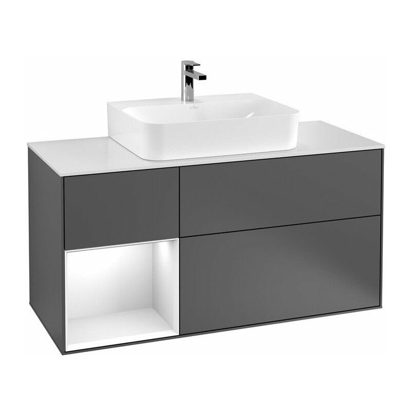 

Villeroy&boch - Finion, Mueble bajo lavabo, 1200 x 603 x 501 mm, Angular, con estantería (iluminado), modelo suspendido, En madera, lavabo en el