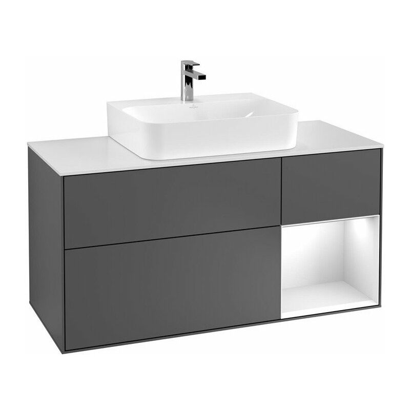 

Villeroy&boch - Finion, Mueble bajo lavabo, 1200 x 603 x 501 mm, Angular, con estantería (iluminado), modelo suspendido, En madera, lavabo en el