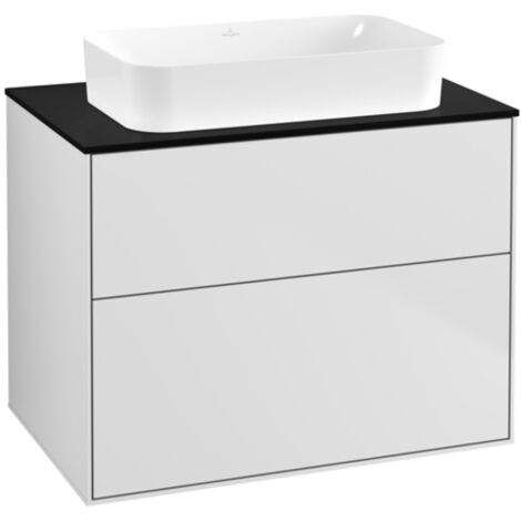 Finion, Mueble bajo lavabo, 800 x 603 x 501 mm, Angular, sin orificio para grifería, modelo suspendido, En madera, Lacado Blanco Mate