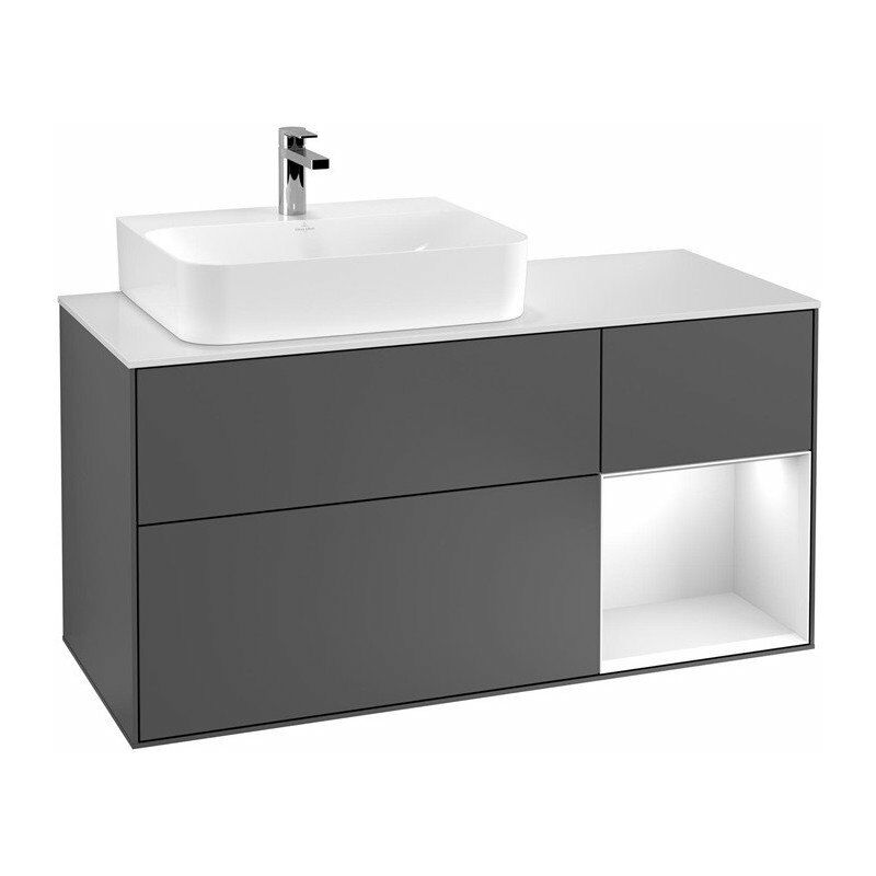 

Villeroy&boch - Finion, Mueble de baño, 1200 x 603 x 501 mm, Angular, con estantería (iluminado), modelo suspendido, En madera, lavabo a la