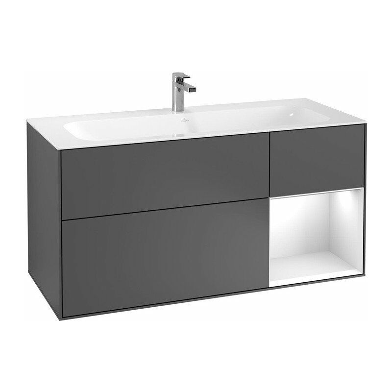 

Villeroy&boch - Finion, Muebles de baño, 1196 x 591 x 498 mm, Angular, con estantería (iluminada), modelo suspendido, En madera, iluminación LED, 1x