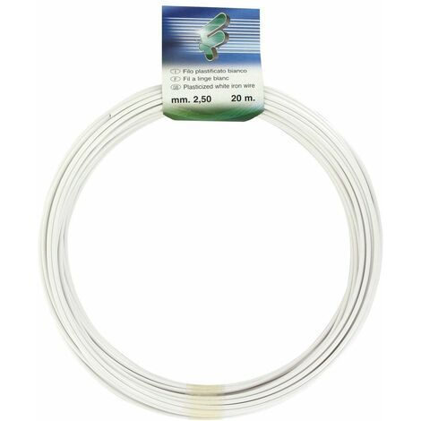 Finish – Corde à linge fer plastifié blanc 20 m – Diamètre 2,5 mm – Résistance optimale pour séchage extérieur – Légère et facile à manipuler