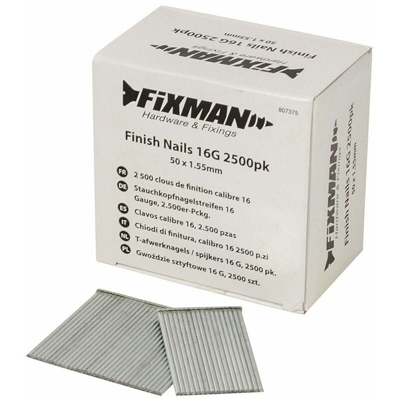 Finish Nails 16G 2500pk 50 x 1.55mm 807375 - Fixman