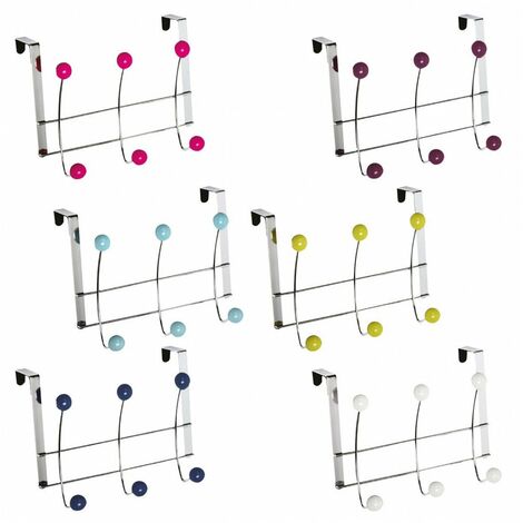 Finish – Patère de porte 6 têtes – Coloris assortis – Fixation murale pour vêtements et accessoires – Décoration intérieure moderne