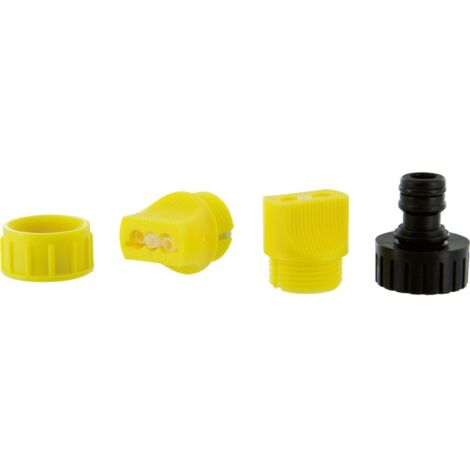 Finish – Raccord d'arrosage 3 voies 20 x 27 mm – Raccord rapide clic femelle – Inclus : bouchon, nez de robinet, joints et tridents