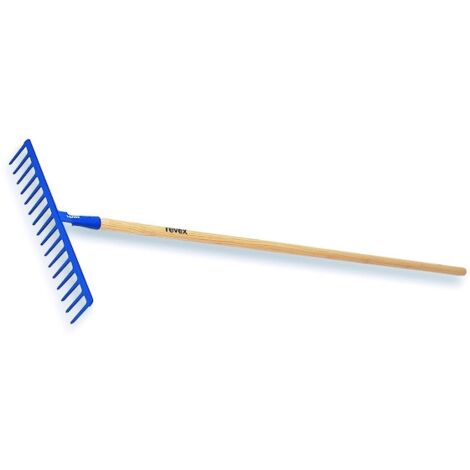 Finish – Râteau à douille 14 dents droites 40 cm – Manche en bois pour terrassement – Outil professionnel durable et robuste – REVEX
