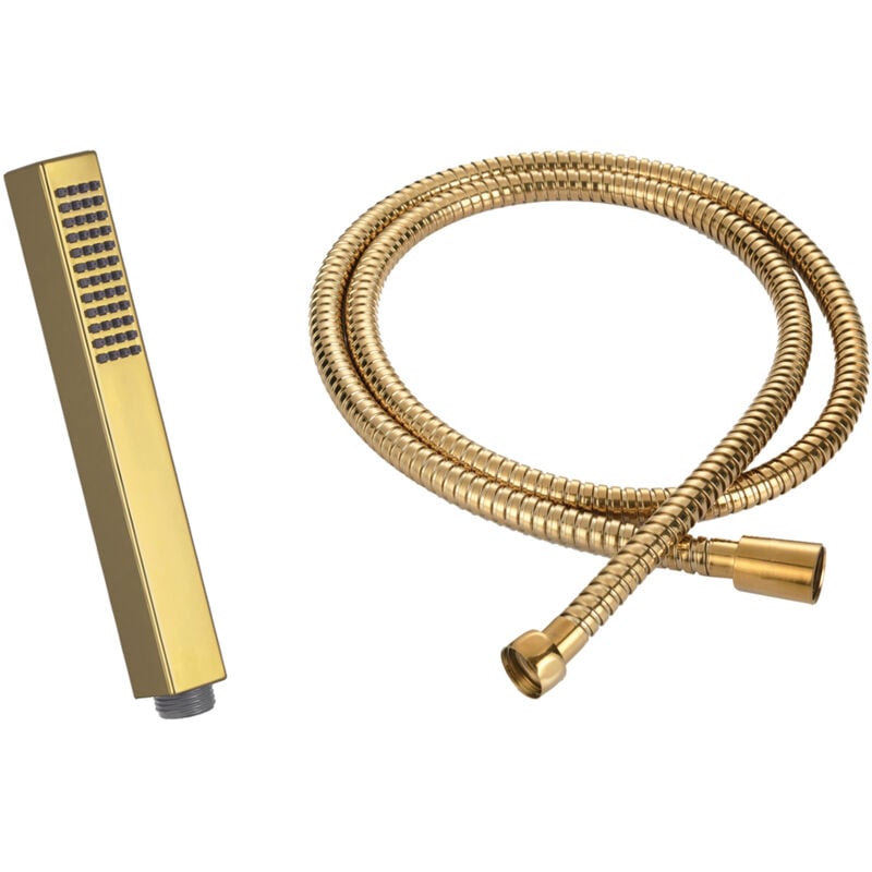 Invena - Pommeau de douche avec poignée et flexible de 150 cm, couleur or