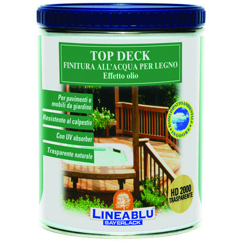 Finitura all'acqua effetto olio per legno top deck - hd 2000 trasparente ml.750