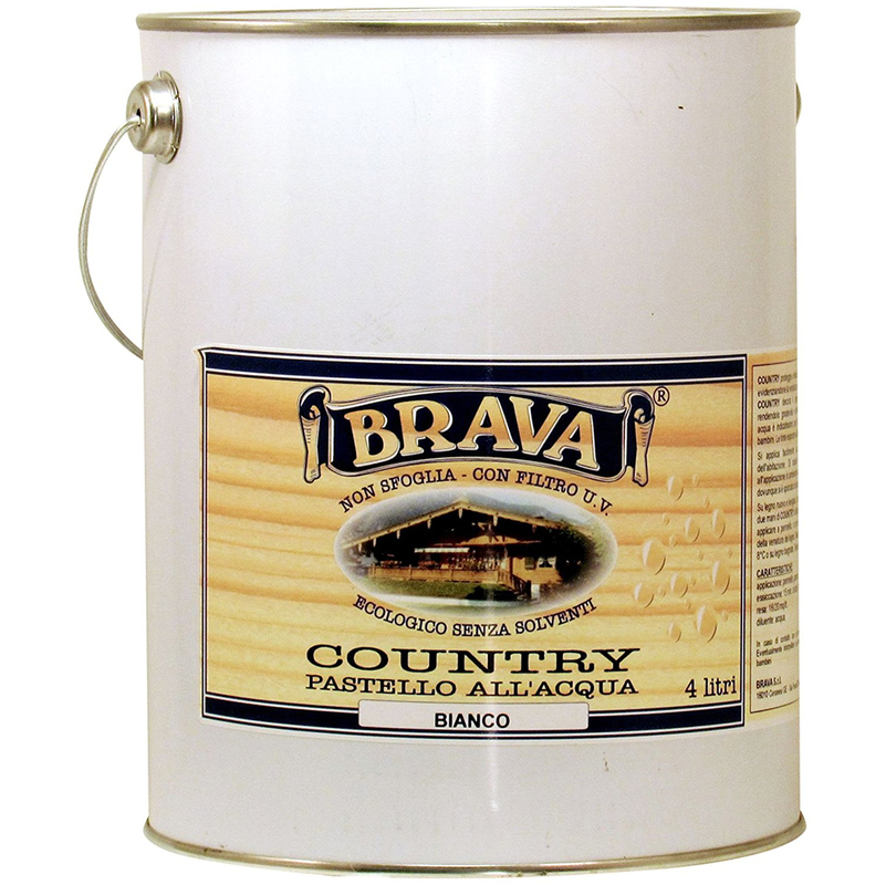 Image of Brava - Finitura country pastello bianca colore bianco protegge il legno litri 4