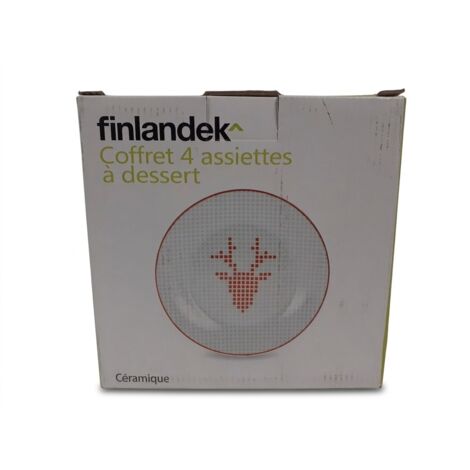 FINLANDEK - Assiettes à dessert - Céramique - Motif renne pixelisé - Voir photos pour détails - NEUF