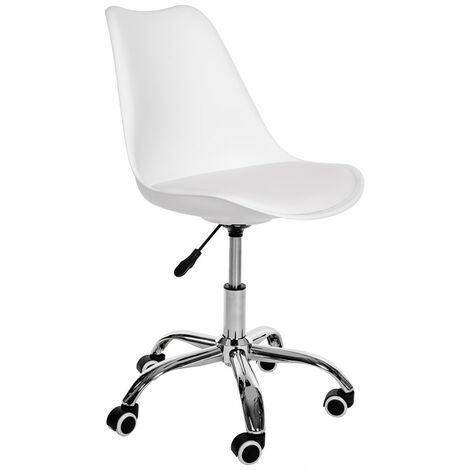 FINLEY Silla Sillón de oficina infantil de diseño con ruedas Alt. 45/55 cm Respaldo ergonómico + asiento cómodo - Blanco
