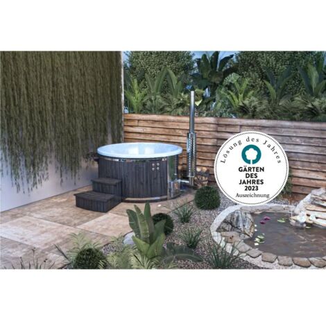 FinnTherm Badefass Stockholm "Spa Edition" Deluxe aus Holz in Schwarz