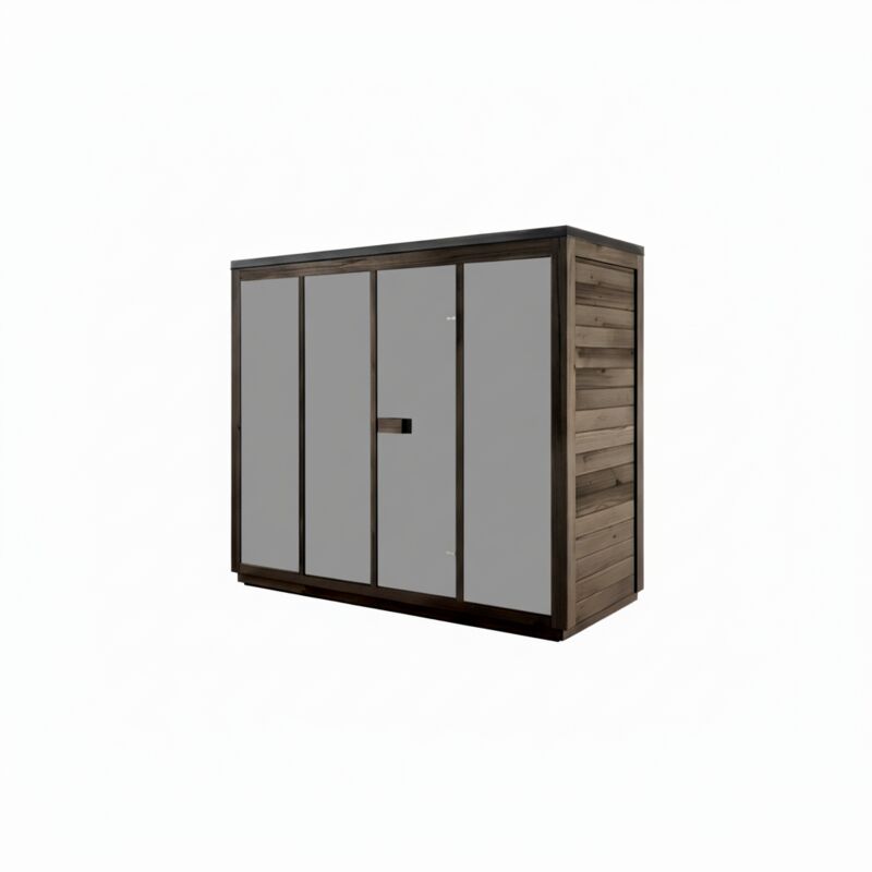 Finntherm Gartensauna Kuuma L Black Mit Spiegelglas Gartensauna 3 Sitzbänke Aus Holz In Schwarz, Sauna Mit 42 Mm Wandstärke, Außensauna Mit