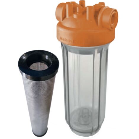 FIN'O
+ filtre inox FIN'O 1mm
+ support mural + visserie
+ clé de serrage du filtre 
+ 2 x raccords 1"1/2