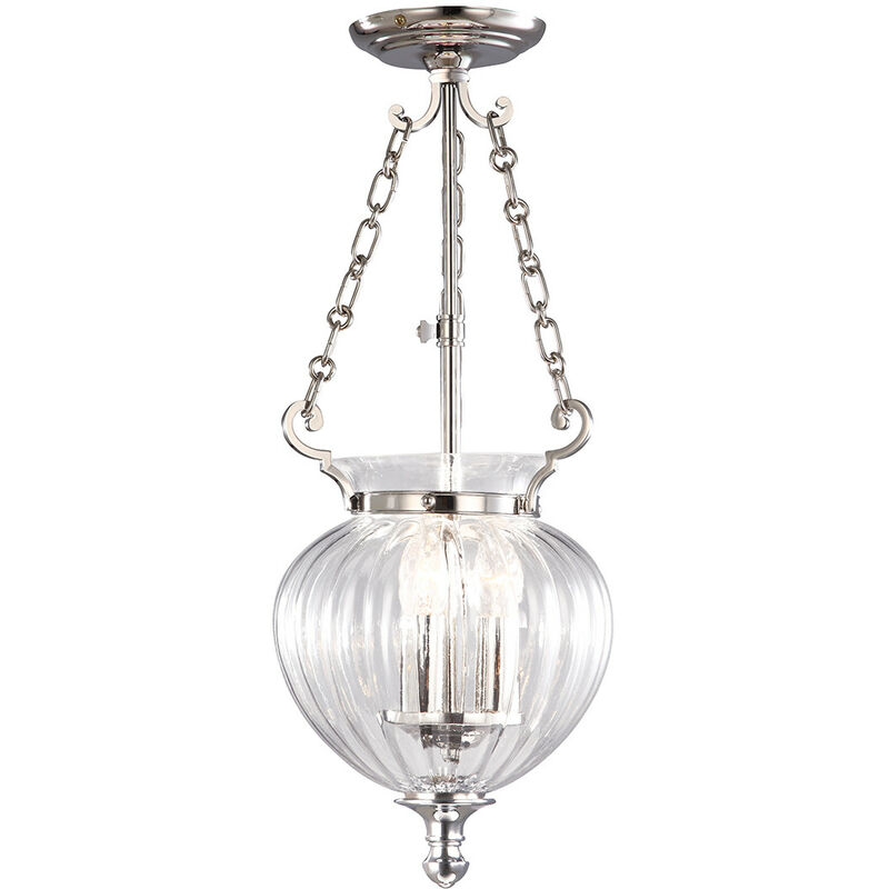 Finsbury Park - 3 Light Small Ceiling Lantern Pendant Polished Nickel, E14 - Elstead