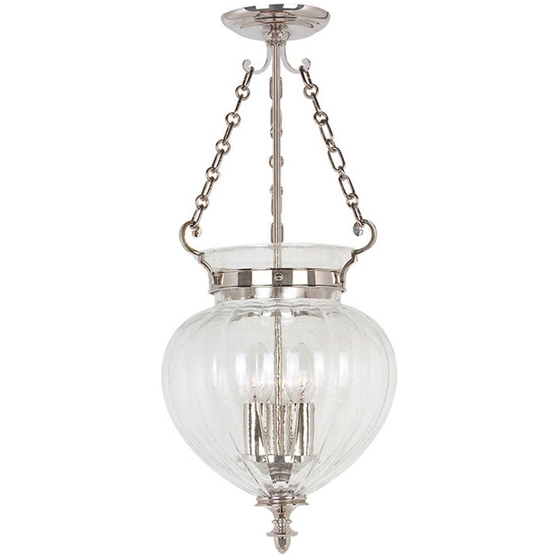 Finsbury Park - 3 Light Medium Ceiling Lantern Pendant Polished Nickel, E14 - Elstead