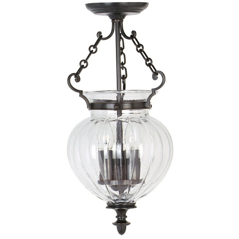 Finsbury Park - 3 Light Small Ceiling Lantern Pendant Old Bronze, E14 - Elstead