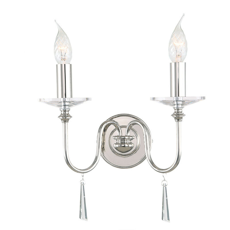 Finsbury Park - 2 Light Indoor Candle Wall Light Polished Nickel, E14 - Elstead