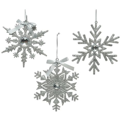 Fiocchi di neve Argento da appendere. Pezzo Singolo