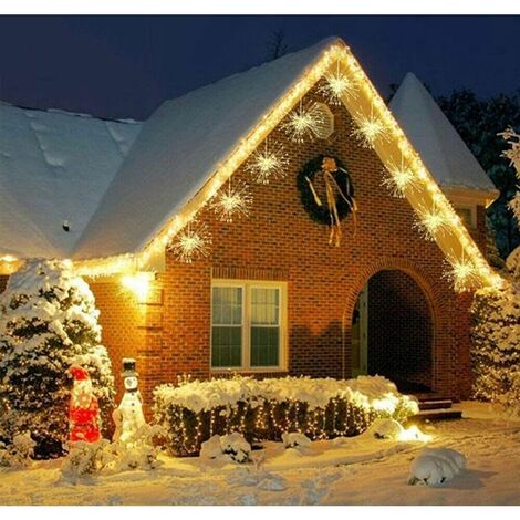 Fiocchi di neve cadenti tenda 5 stelle 600luci led cascata scintille luminose decorazioni addobbi casa locali pub ristoranti - colorigenerali: BIANCO CALDO