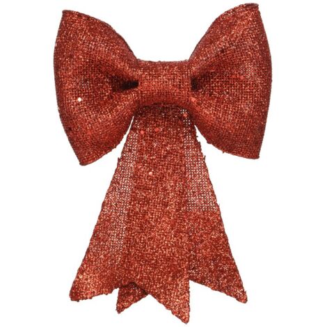 FIOCCO 23CM ROSSO CON GLITTER APPENDIBILE NATALE ADDOBBI ALBERO