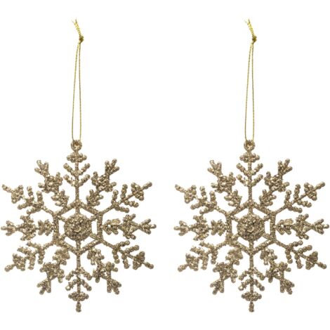 Fiocco d oro Glitter ornamento di Natale x 2