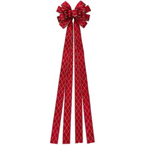 FIOCCO DECORATIVO PER ALBERO DI NATALE, ROSSO, ORNAMENTO NATALIZIO, GRANDE PUNTA, 130 CM