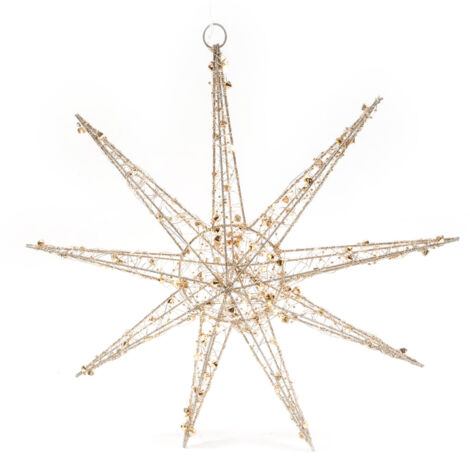 Fiocco di Neve "Diamonds" in metallo con luci a led da 50 cm