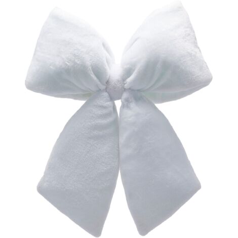 Fiocco "Furry" decorazione per Natale, colore Bianco -41 x 43 cm
