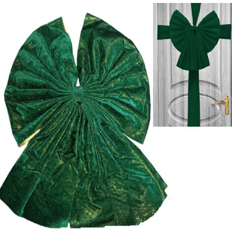 Fiocco grande in velluto VERDE per porta portoni entrata ingressi ghirlanda fuoriporta h60 decorazione natalizia natale bar hotel