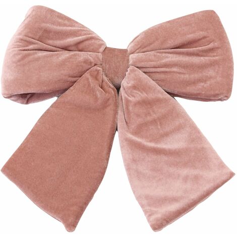 Fiocco imbottito in velluto Rosa Antico decorazione natalizia per albero e ghirlanda dietro porta -Large
