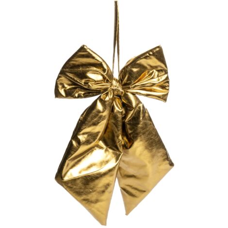 Fiocco in tessuto color Oro antico metallico decorazione natalizia da appendere -34 cm