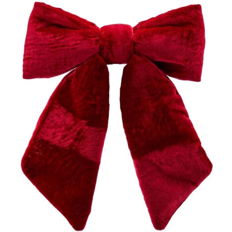 Fiocco in velluto imbottito decorazione natalizia tinta unita per albero di Natale -Rosso