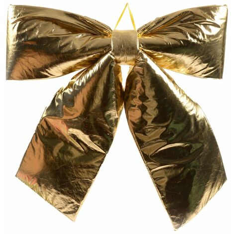 Fiocco Oro Metallizzato in tessuto decorazione natalizia per albero e ghirlanda dietro porta -Grande