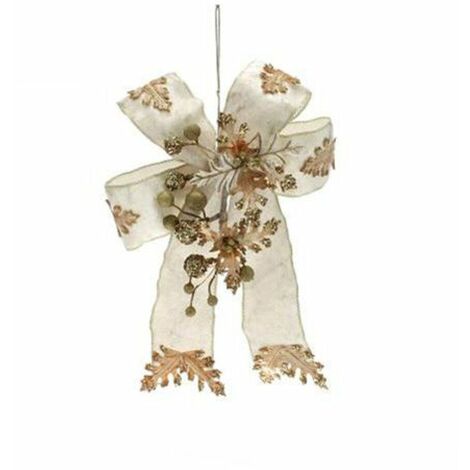 Fiocco pendente per albero natale - colore crema/rame - decorazione addobbo natalizio