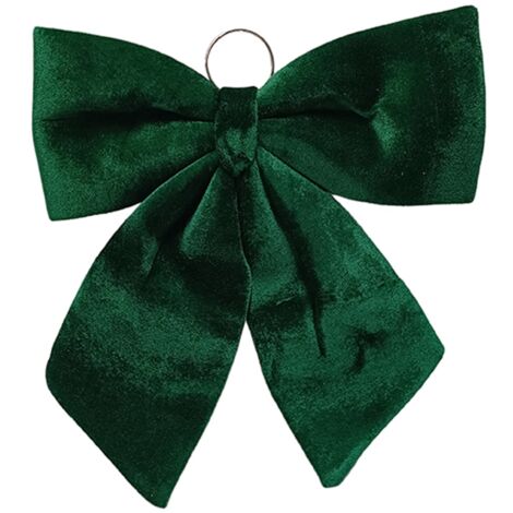 MAGIEDINATALE Fiocco Verde Scuro in velluto imbottito decorazione natalizia per albero e ghirlanda dietro porta -34 cm