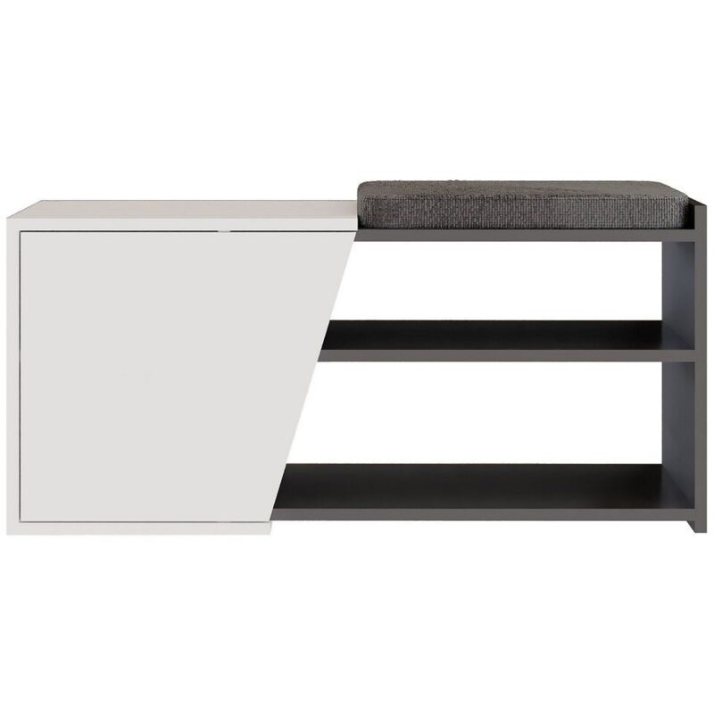 CALICOSY - Meuble de rangement chaussures anthracite et blanc L104,6 cm - FIONA BENCH