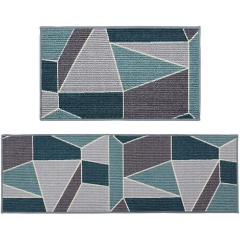 Fiora Machine Washable Doormat and Runner, Duck Egg