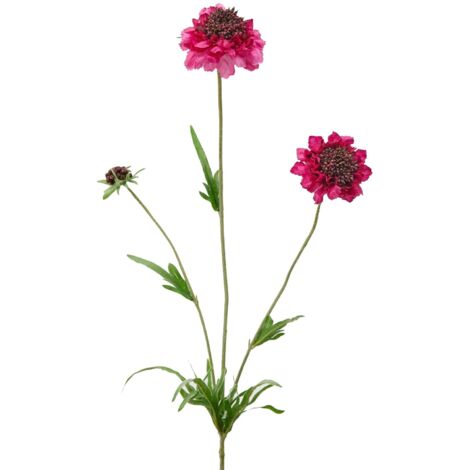 Fiore artificiale "Scabiosa Rex" h 65 cm effetto realistico con stelo e foglie verdi -Malva