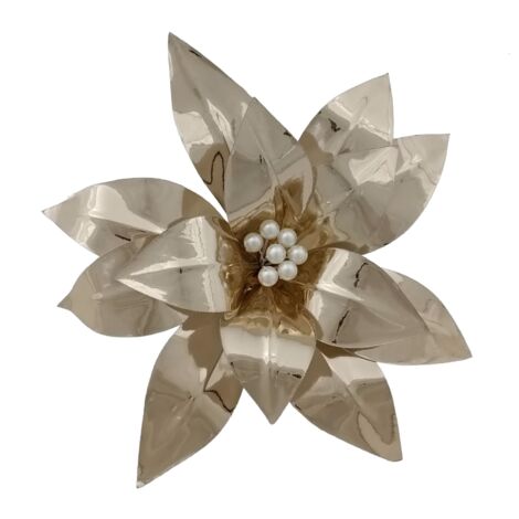 Fiore decorativo natalizio lucido color oro per decorazioni e composizioni h 50 cm