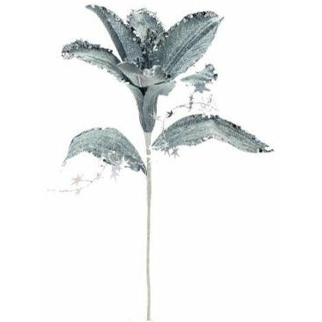 Fiore decorato per albero natale - colore argento - addobbo decorazione natalizia
