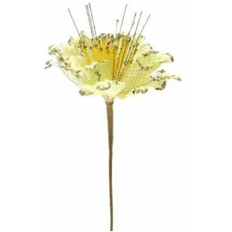 Fiore decorato per albero natale - colore oro - addobbo decorazione natalizia