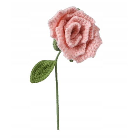 Fiore lavorato a maglia, bella rosa, decorazione in tessuto, 40x6 cm
