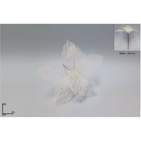 FIORE NATALIZIO RETINATO DIMENSIONE 26 CM COLORE BIANCO